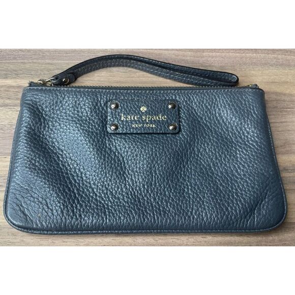 Kate Spade New York Dark Grey Leather Wristlet Wallet‎ - Picture 1 of 16